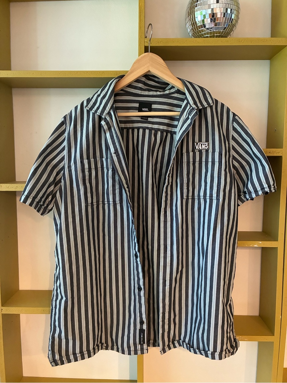 Vans Men’s Black & White Striped Short Sleeve Shirt